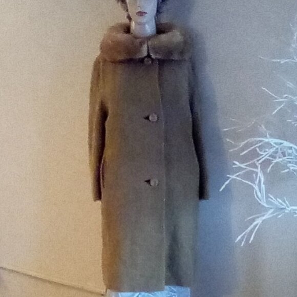 Vintage Bouclé  Women's Coat Genuine Fur Mink? Ring Collar  Sz Small - Picture 2 of 12